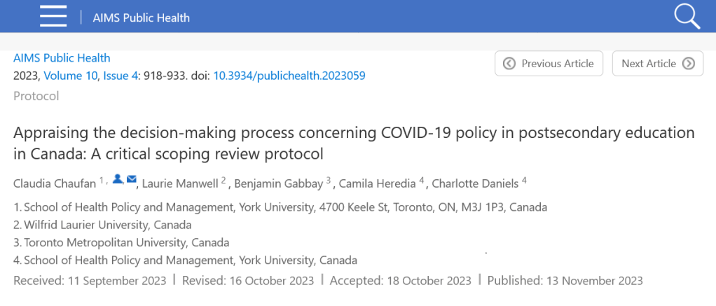 The decision-making on post-secondary COVID-19&nbsp;policies